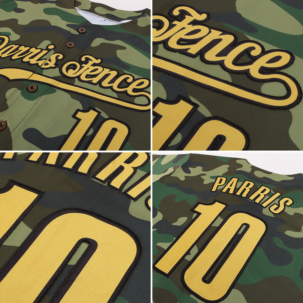 Custom Camo Old Gold-Black Authentic Salute To Service Baseball Jersey view 6