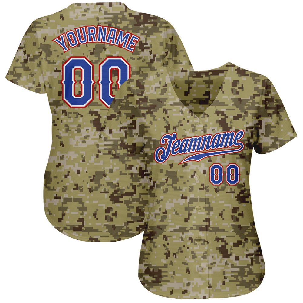 Custom Camo Royal-Red Authentic Salute To Service Baseball Jersey view 2