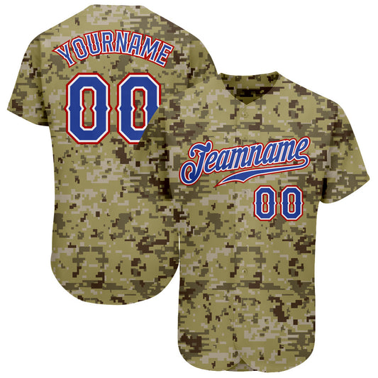 Custom Camo Royal-Red Authentic Salute To Service Baseball Jersey - Main View