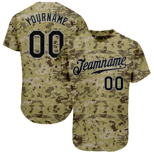Custom Camo Black-Gray Authentic Salute To Service Baseball Jersey - Main View