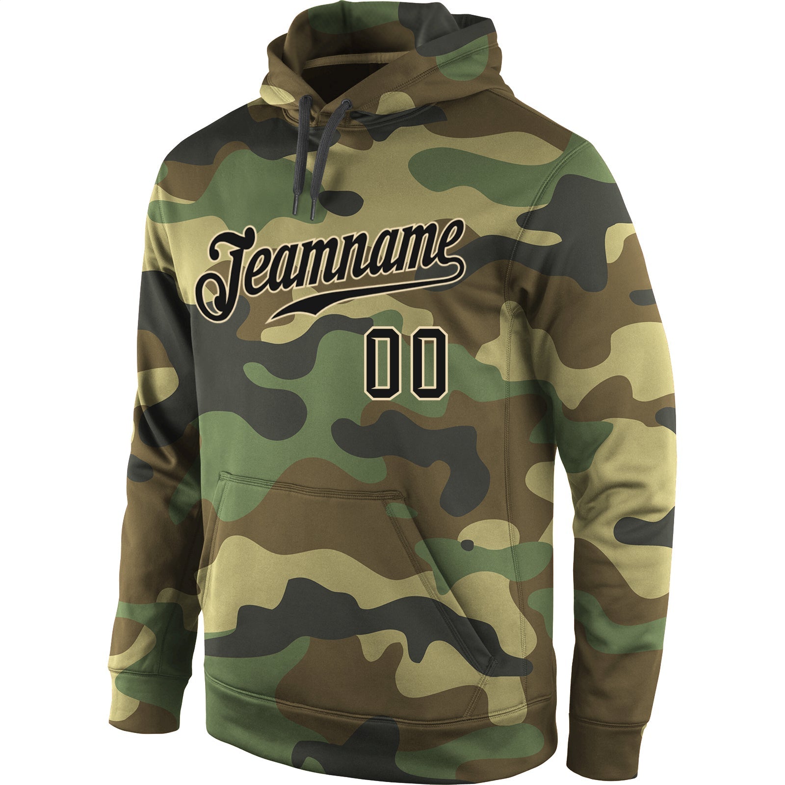 Custom Stitched Camo Black-Cream Sports Pullover Sweatshirt Salute To Service Hoodie view 3