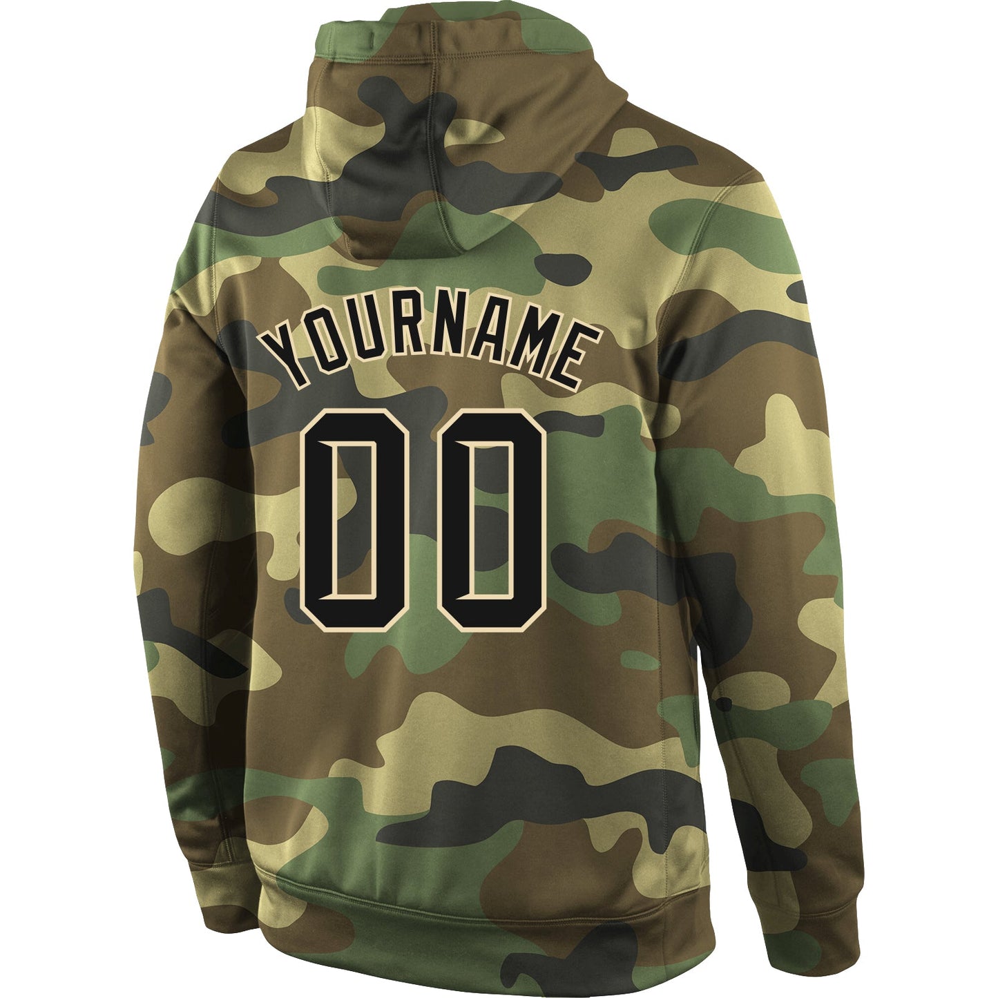 Custom Stitched Camo Black-Cream Sports Pullover Sweatshirt Salute To Service Hoodie view 4