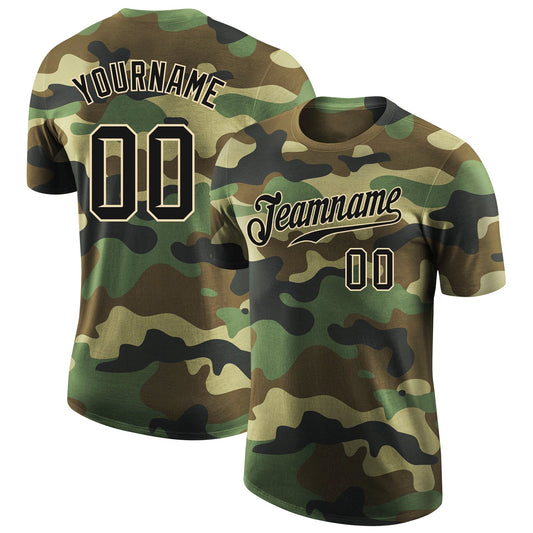 Custom Camo Black-Cream Performance Salute To Service T-Shirt - Main View