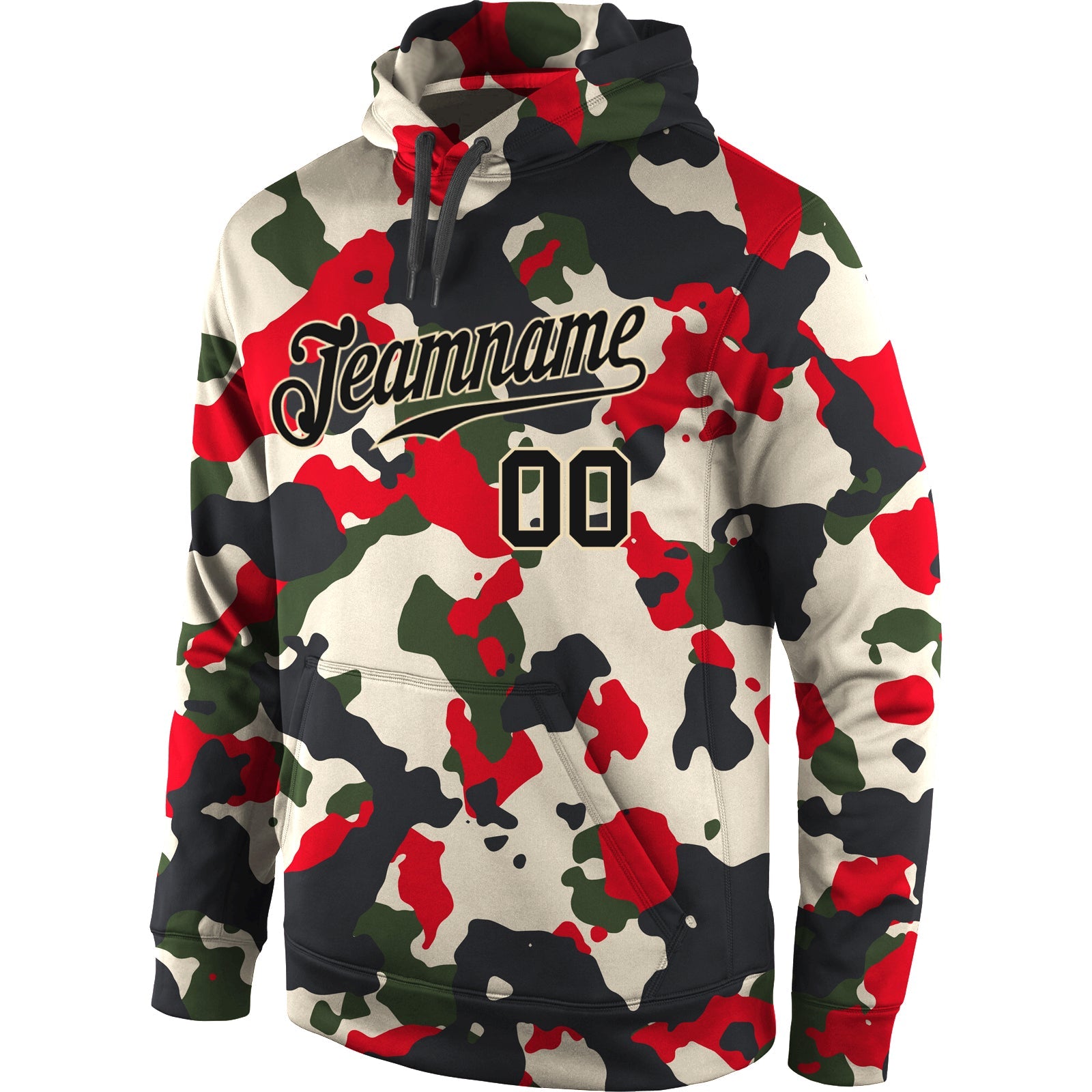 Custom Stitched Camo Black-Cream Sports Pullover Sweatshirt Salute To Service Hoodie view 2