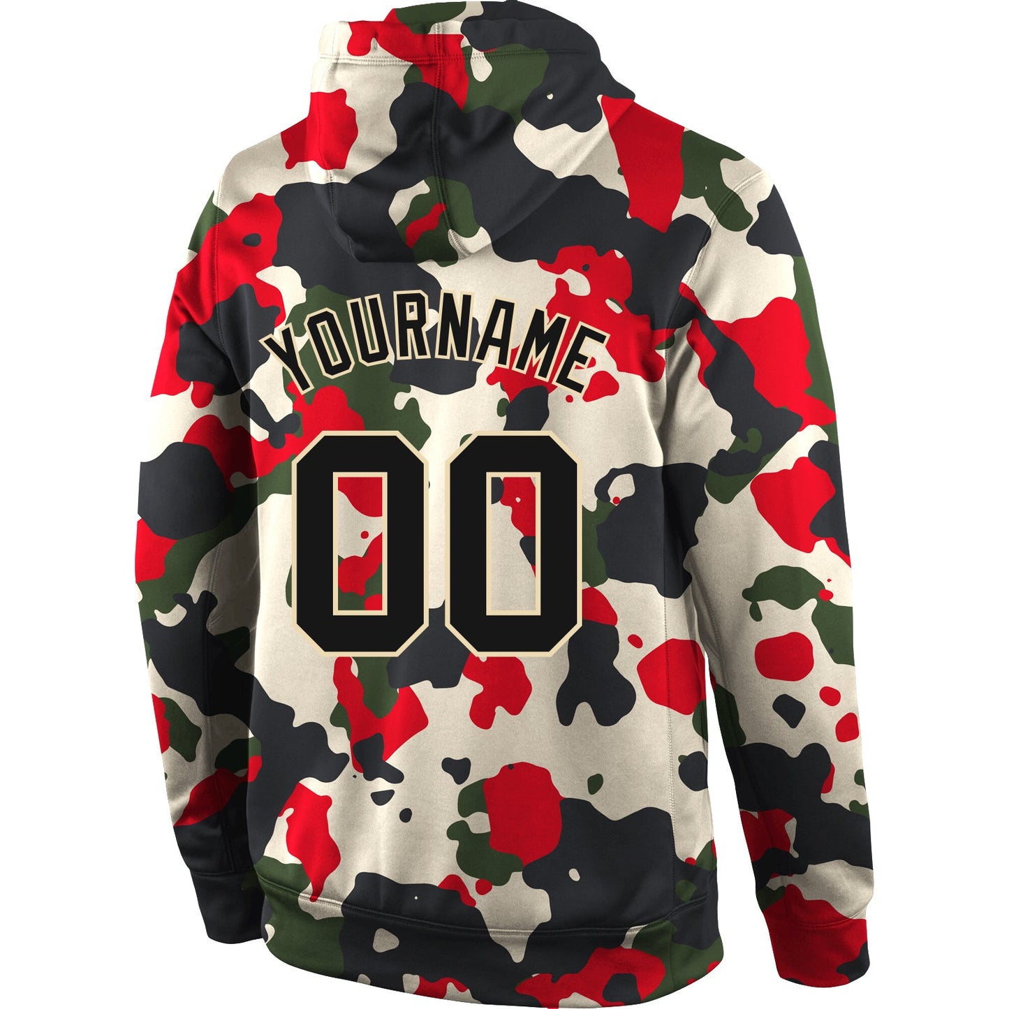 Custom Stitched Camo Black-Cream Sports Pullover Sweatshirt Salute To Service Hoodie view 3
