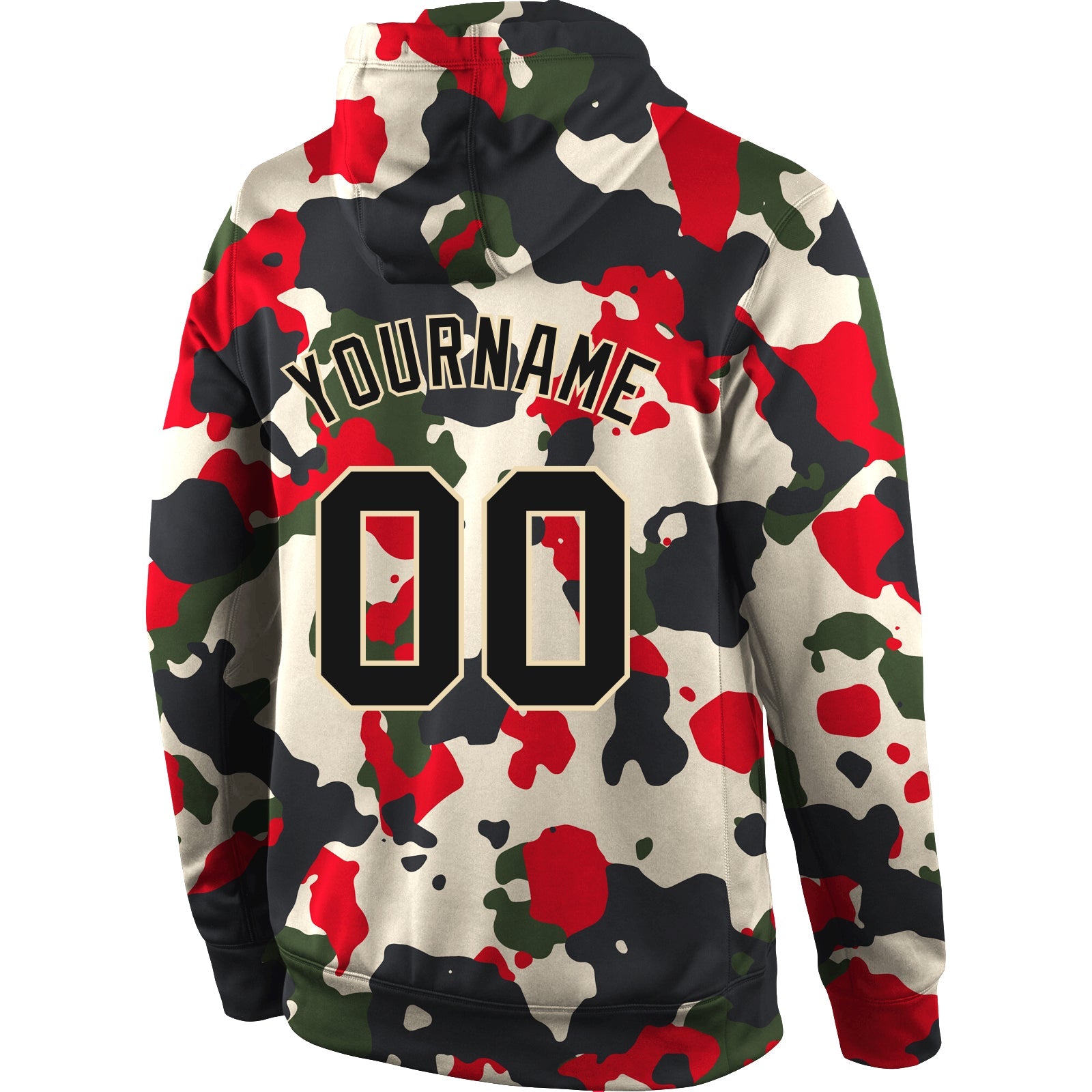 Custom Stitched Camo Black-Cream Sports Pullover Sweatshirt Salute To Service Hoodie view 3