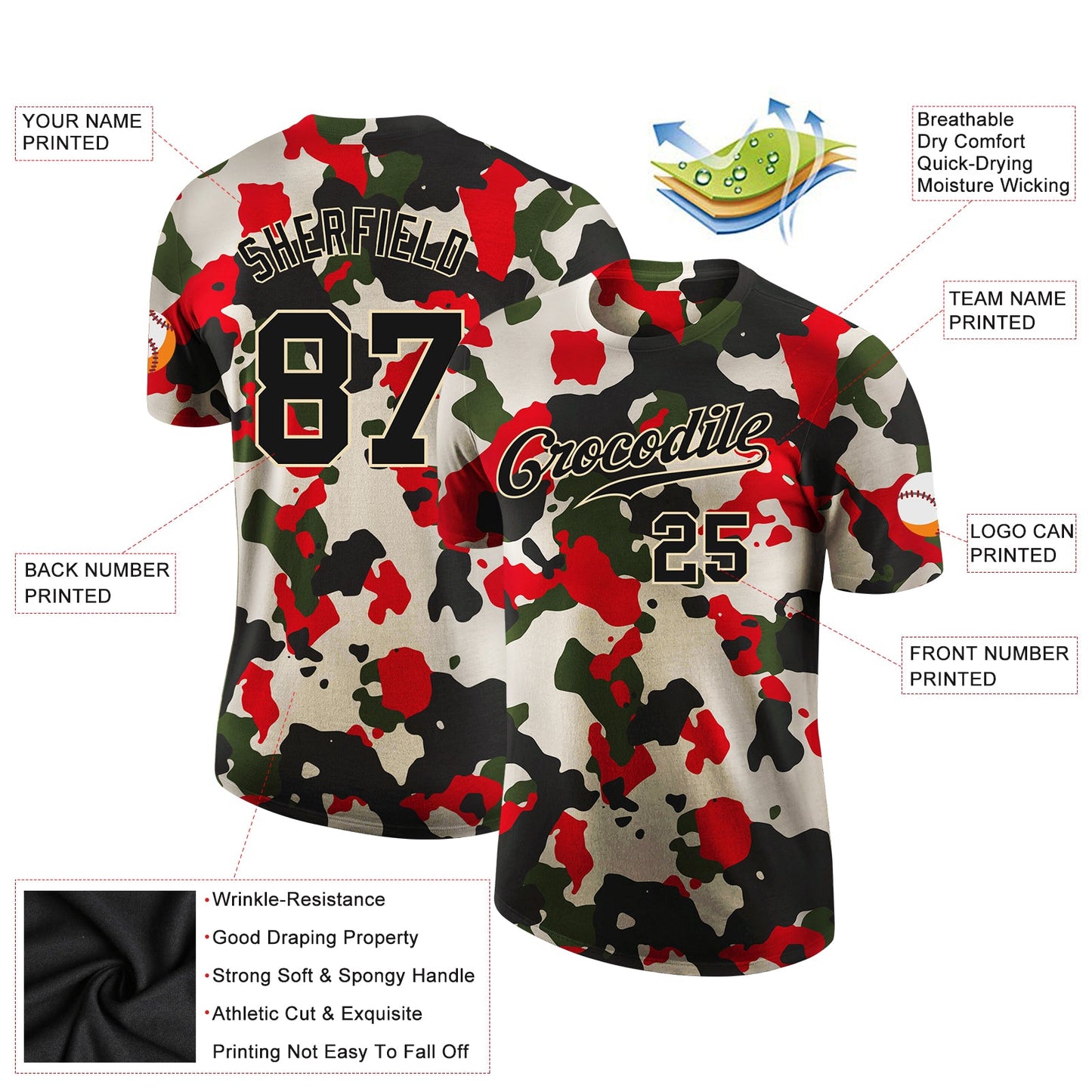 Custom Camo Black-Cream Performance Salute To Service T-Shirt view 2