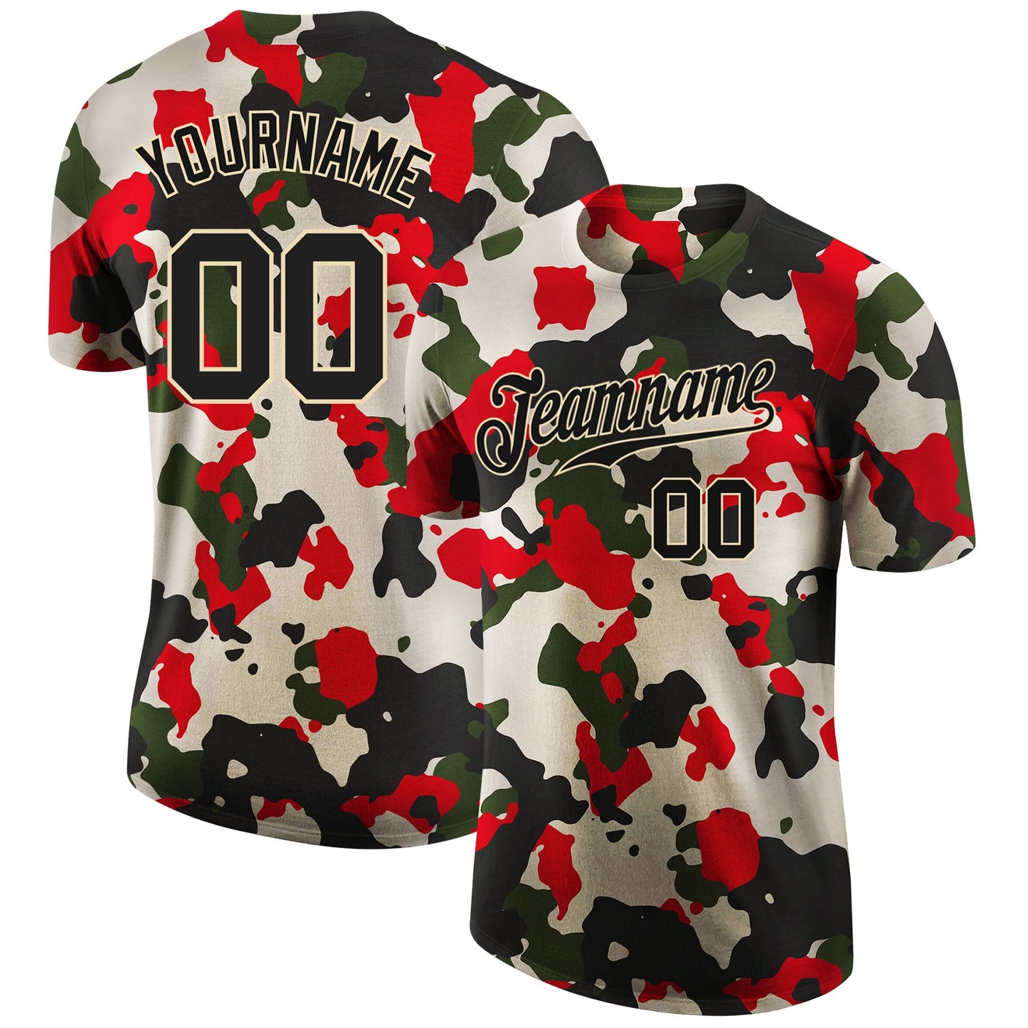 Custom Camo Black-Cream Performance Salute To Service T-Shirt - Main View