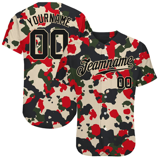 Custom Camo Black-Cream 3D Authentic Salute To Service Baseball Jersey - Main View