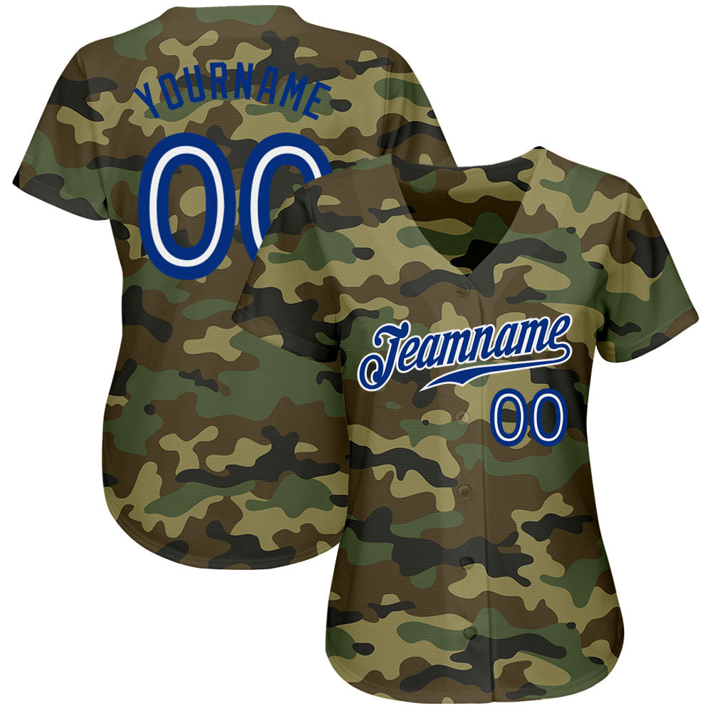 Custom Camo Royal-White Authentic Salute To Service Baseball Jersey view 2