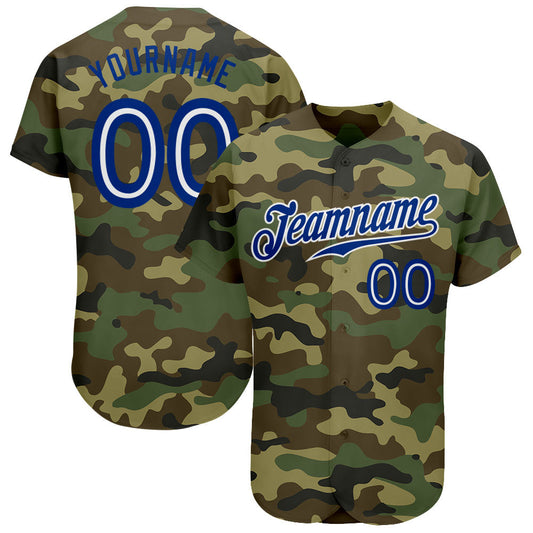 Custom Camo Royal-White Authentic Salute To Service Baseball Jersey - Main View