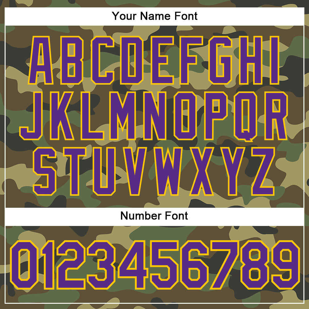 Custom Camo Purple-Gold Authentic Salute To Service Baseball Jersey view 5