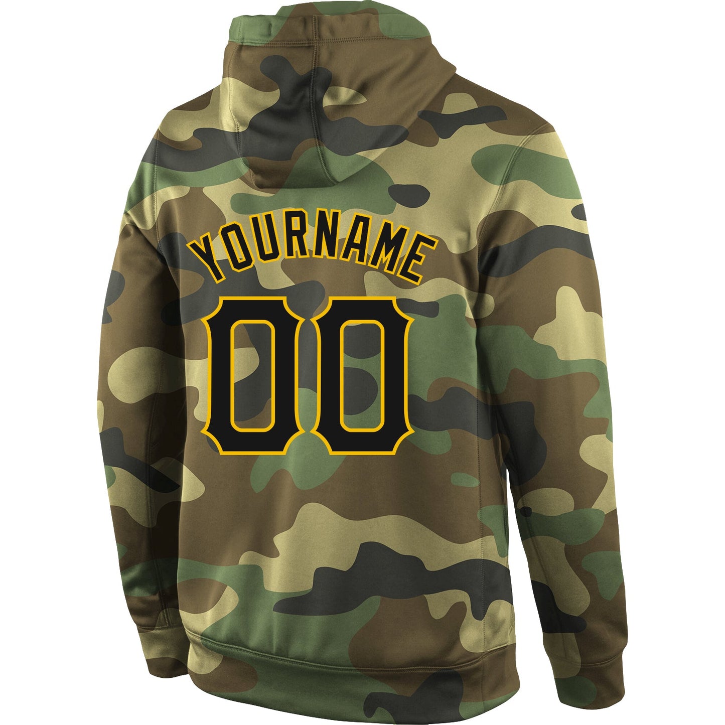 Custom Stitched Camo Black-Gold Sports Pullover Sweatshirt Salute To Service Hoodie view 3