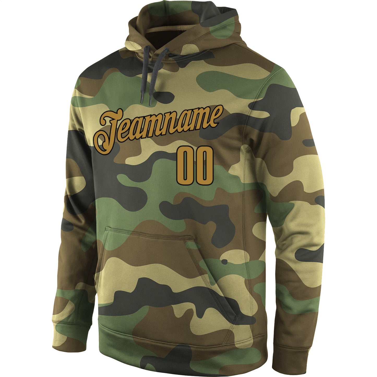 Custom Stitched Camo Old Gold-Black Sports Pullover Sweatshirt Salute To Service Hoodie view 2
