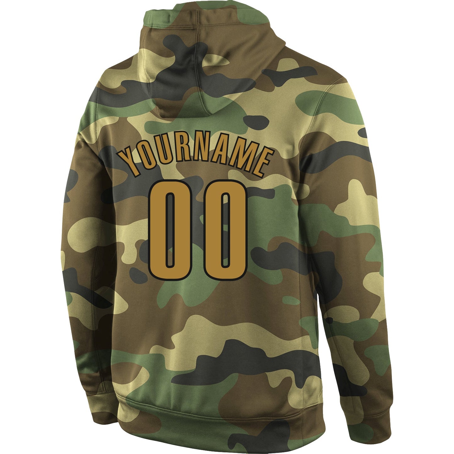 Custom Stitched Camo Old Gold-Black Sports Pullover Sweatshirt Salute To Service Hoodie view 3