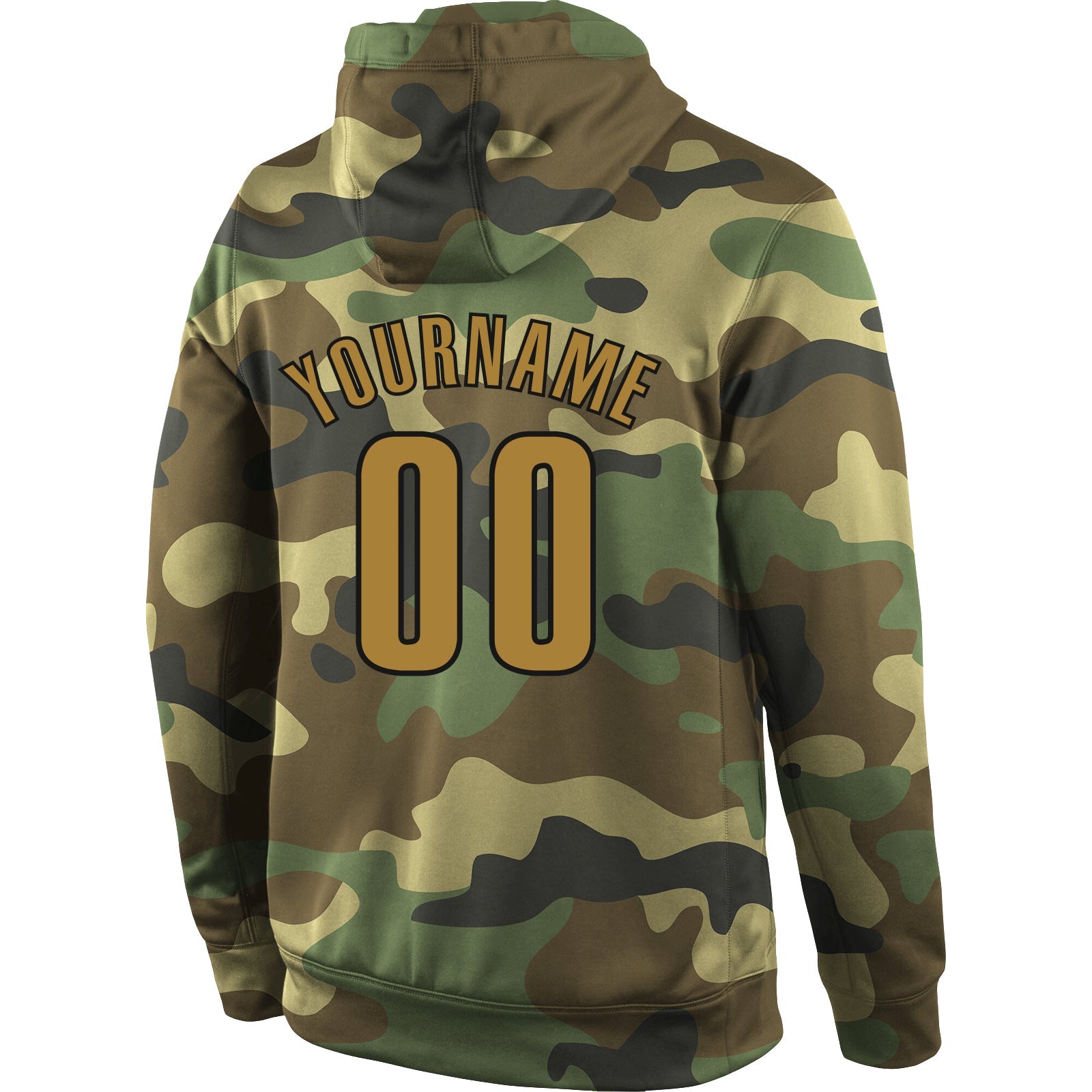 Custom Stitched Camo Old Gold-Black Sports Pullover Sweatshirt Salute To Service Hoodie view 3