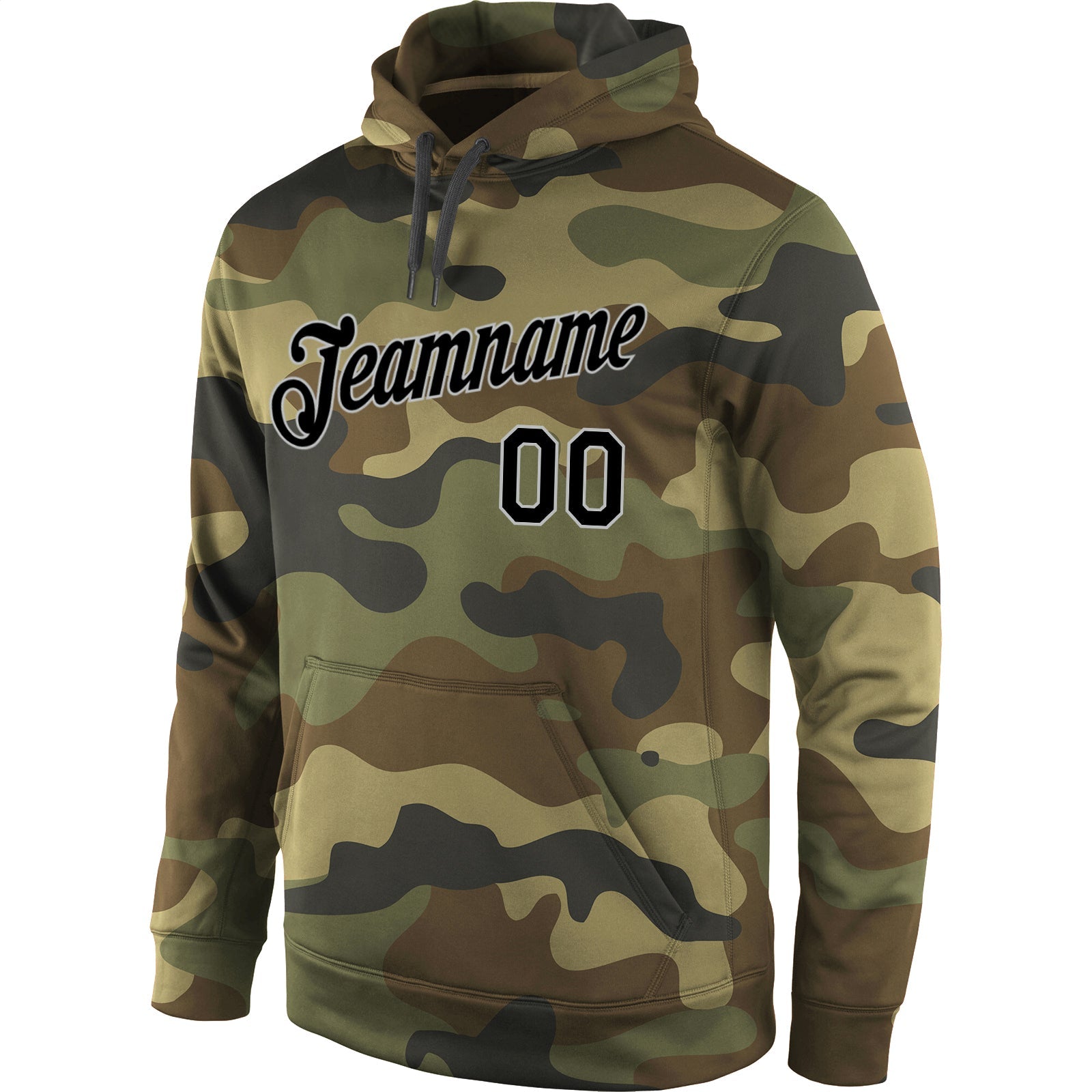 Custom Stitched Camo Black-Gray Sports Pullover Sweatshirt Salute To Service Hoodie view 2