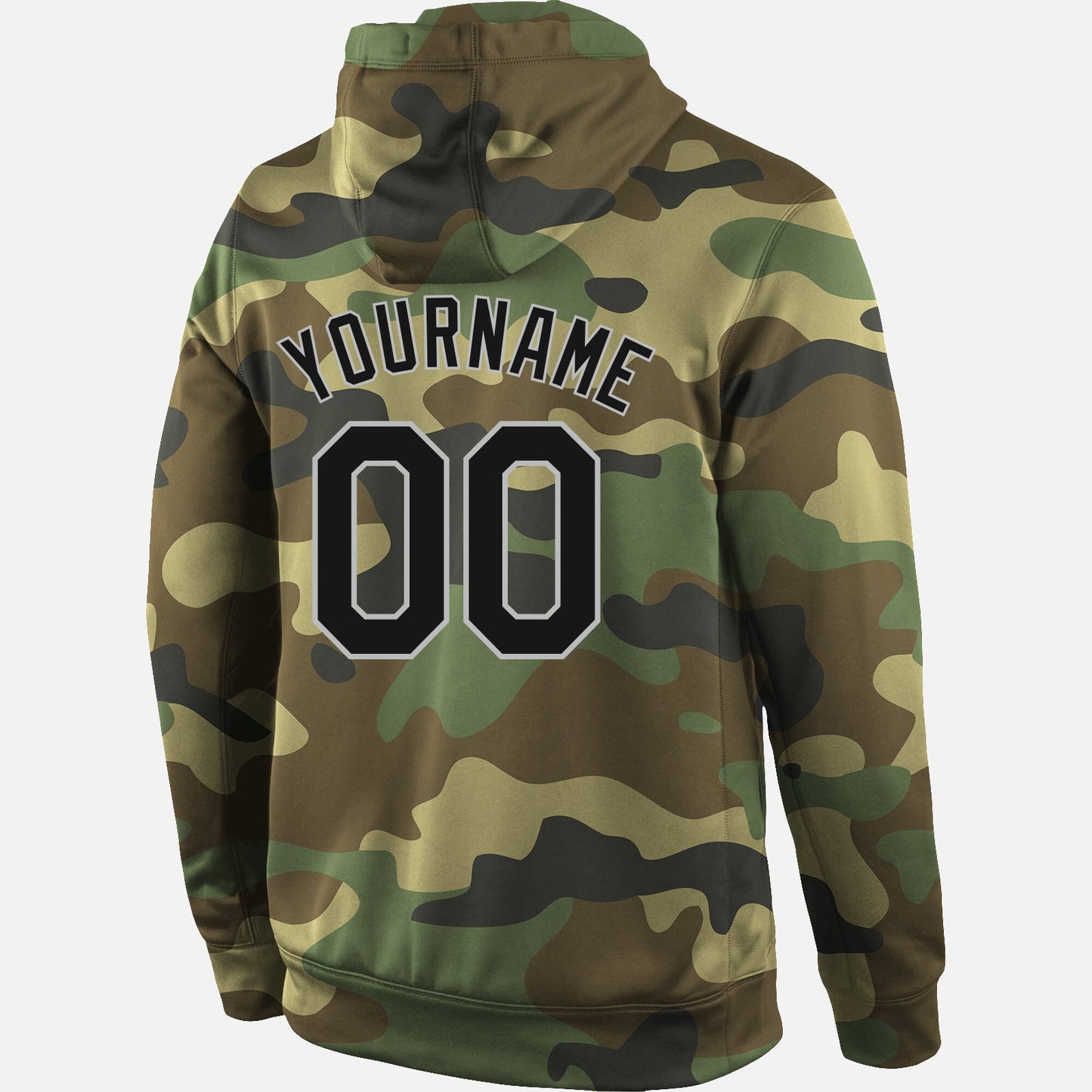 Custom Stitched Camo Black-Gray Sports Pullover Sweatshirt Salute To Service Hoodie view 3