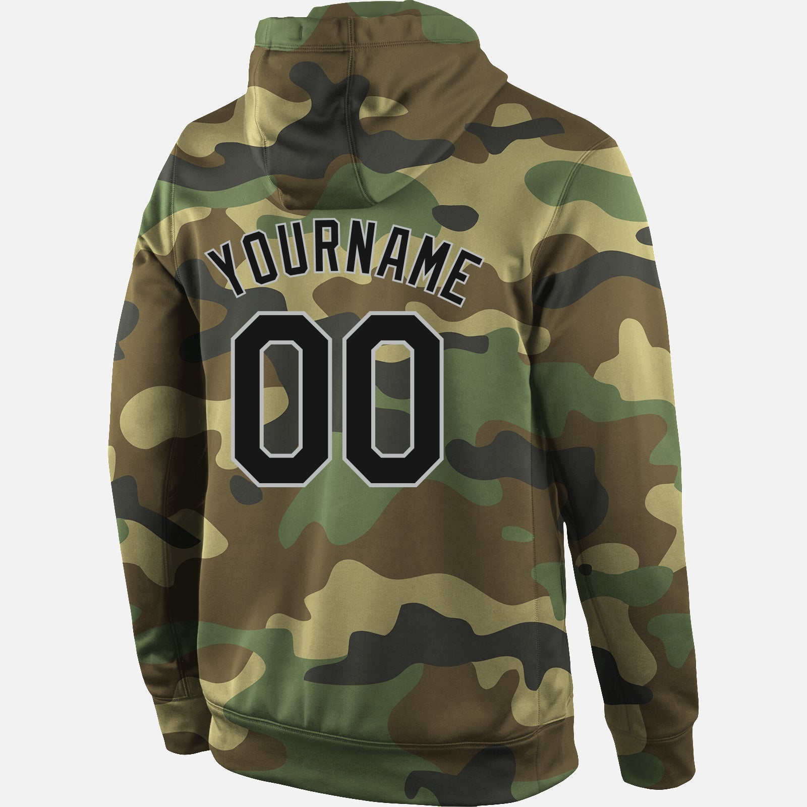 Custom Stitched Camo Black-Gray Sports Pullover Sweatshirt Salute To Service Hoodie view 3