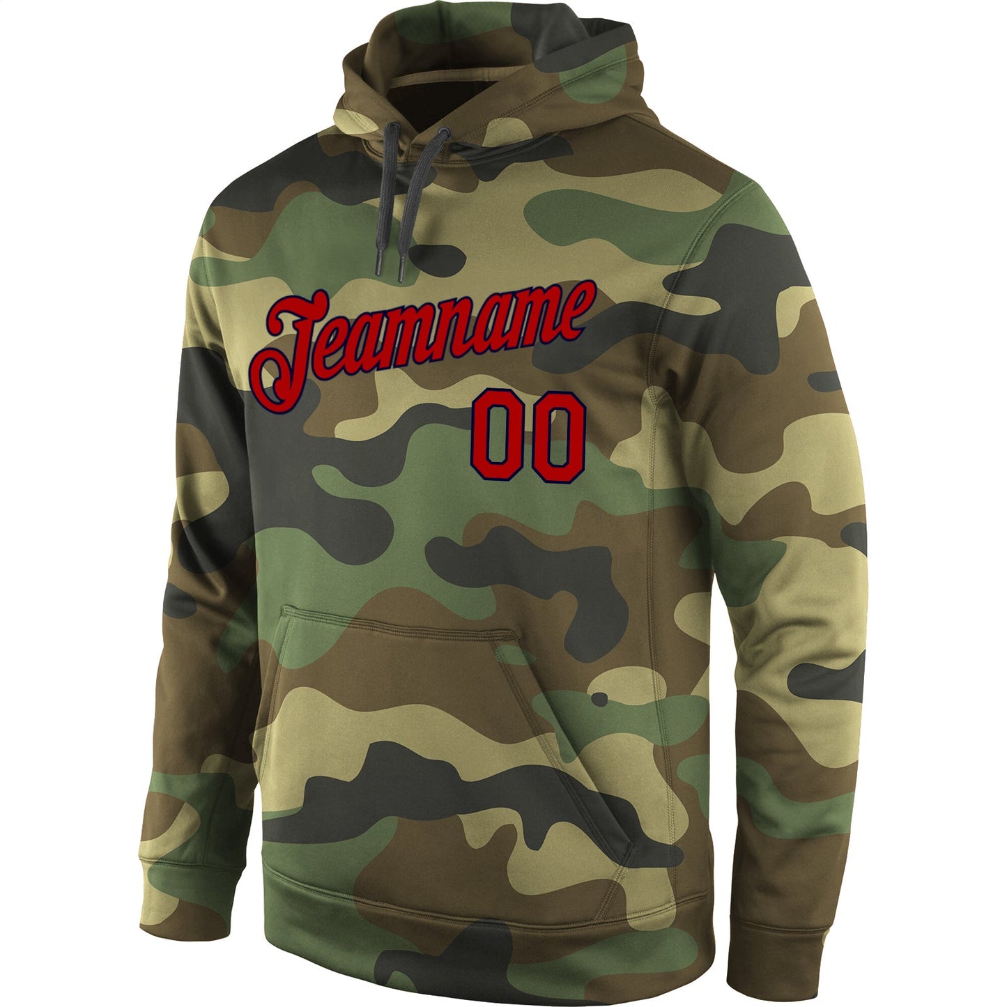 Custom Stitched Camo Red-Navy Sports Pullover Sweatshirt Salute To Service Hoodie view 2