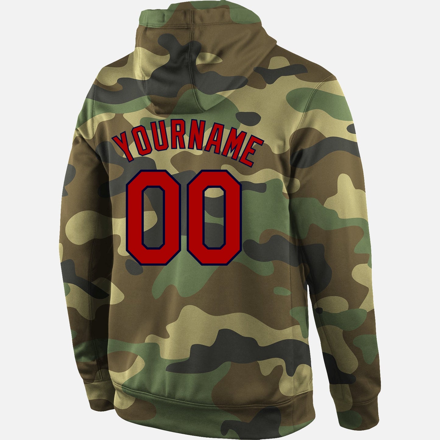 Custom Stitched Camo Red-Navy Sports Pullover Sweatshirt Salute To Service Hoodie view 3