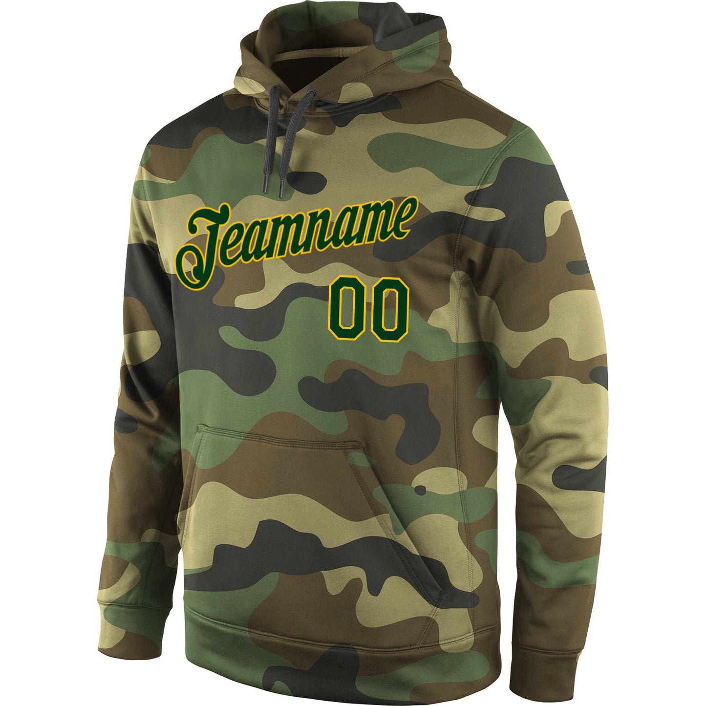 Custom Stitched Camo Green-Gold Sports Pullover Sweatshirt Salute To Service Hoodie view 2