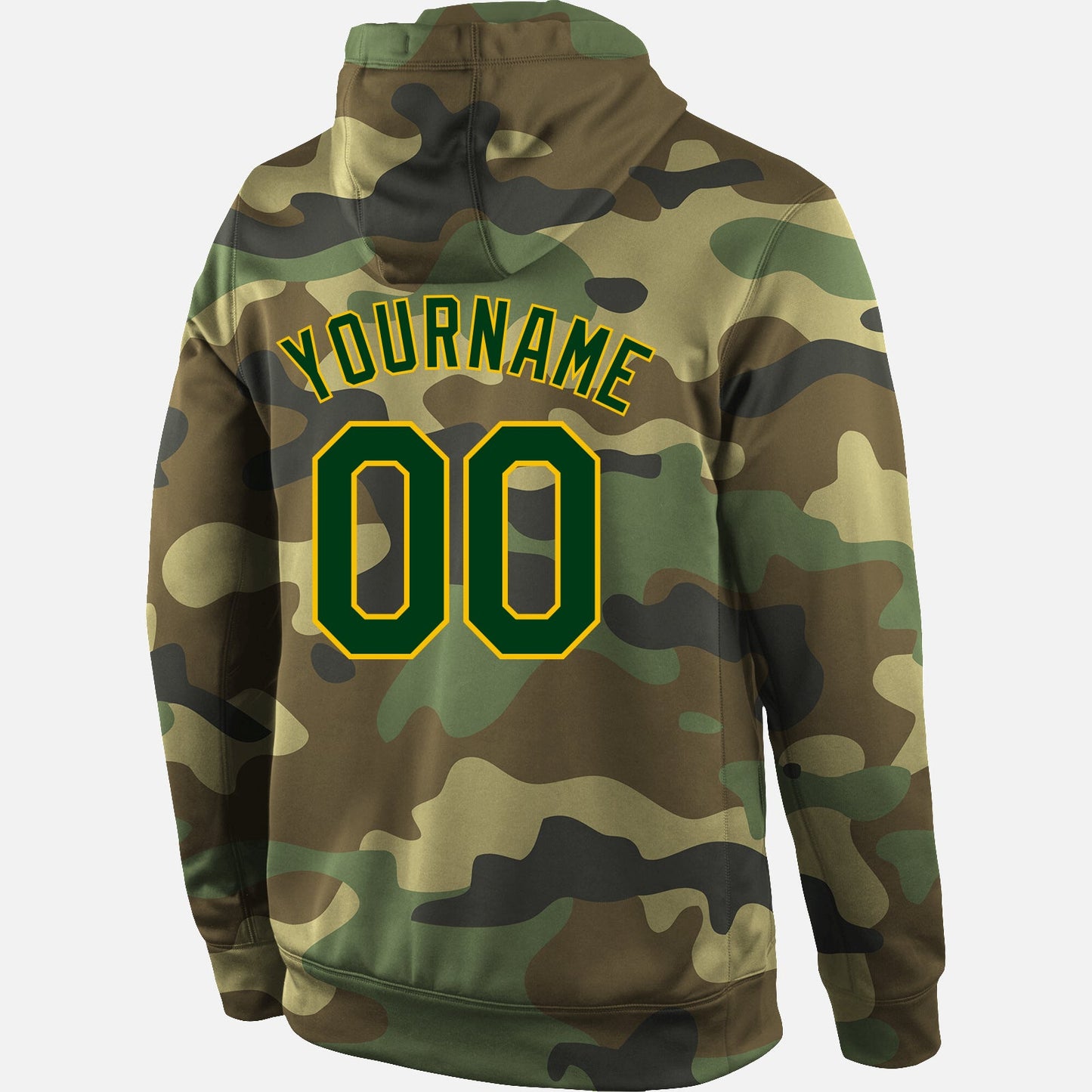 Custom Stitched Camo Green-Gold Sports Pullover Sweatshirt Salute To Service Hoodie view 3