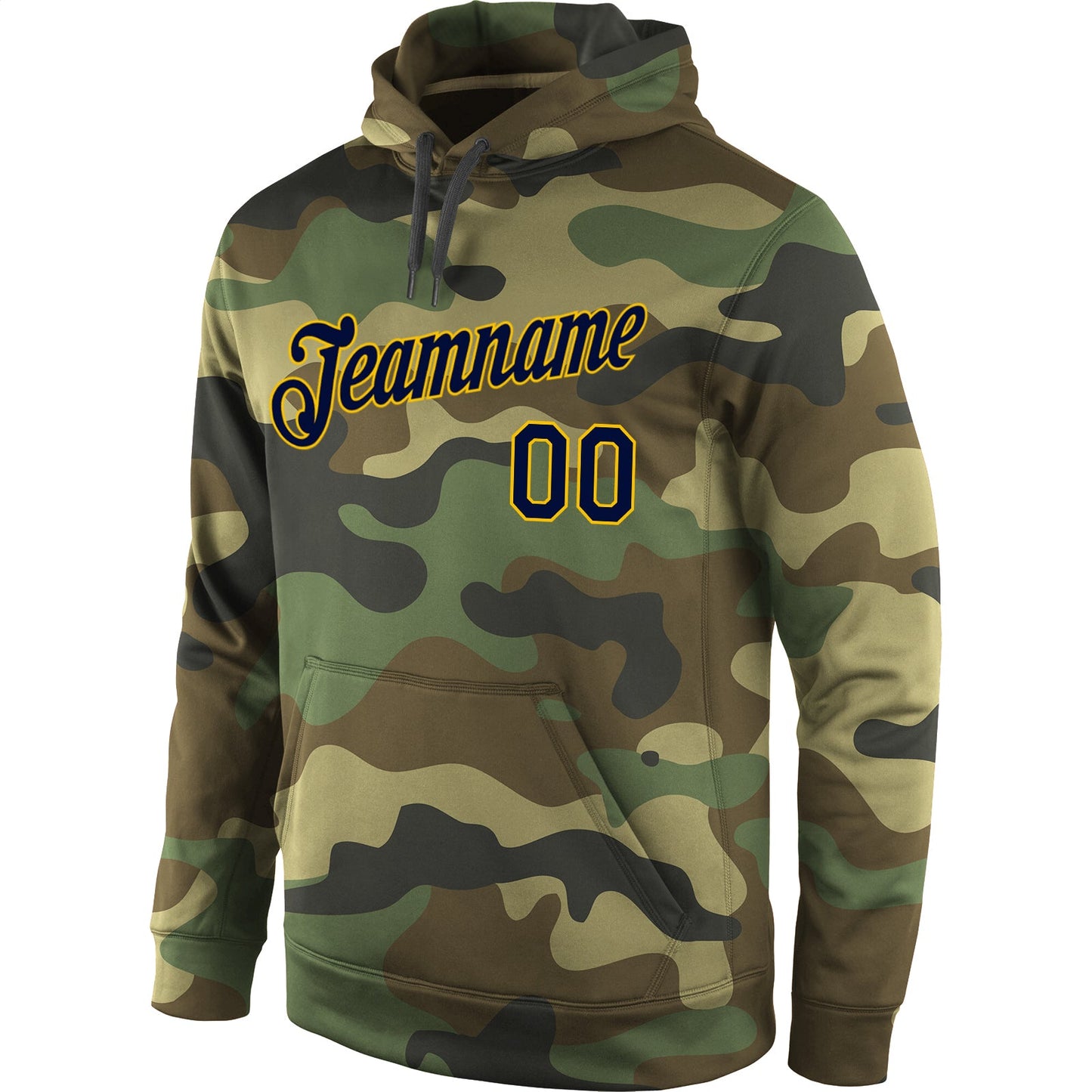 Custom Stitched Camo Navy-Gold Sports Pullover Sweatshirt Salute To Service Hoodie view 2