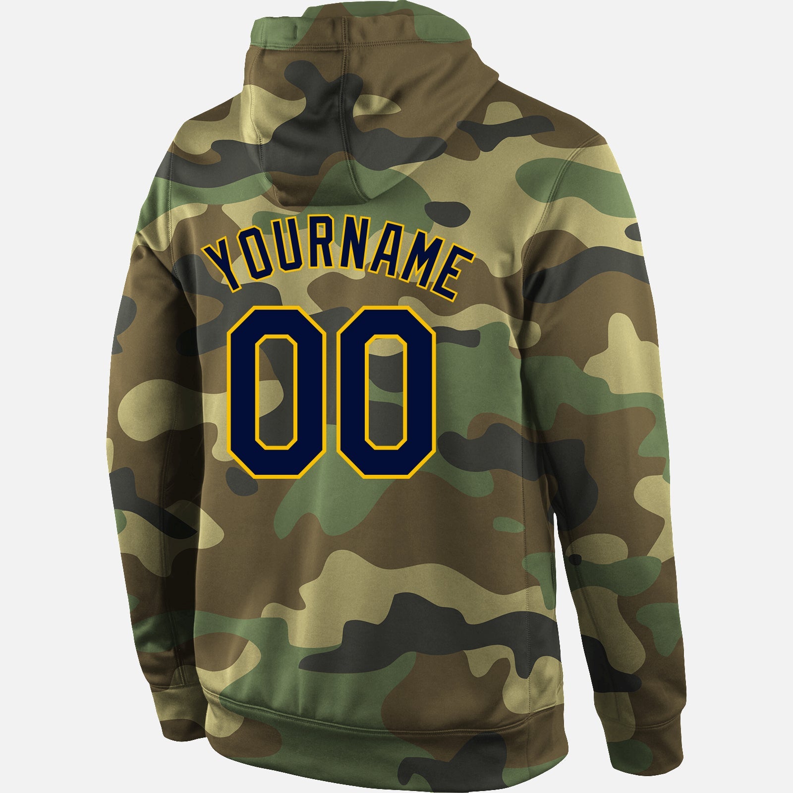 Custom Stitched Camo Navy-Gold Sports Pullover Sweatshirt Salute To Service Hoodie view 3