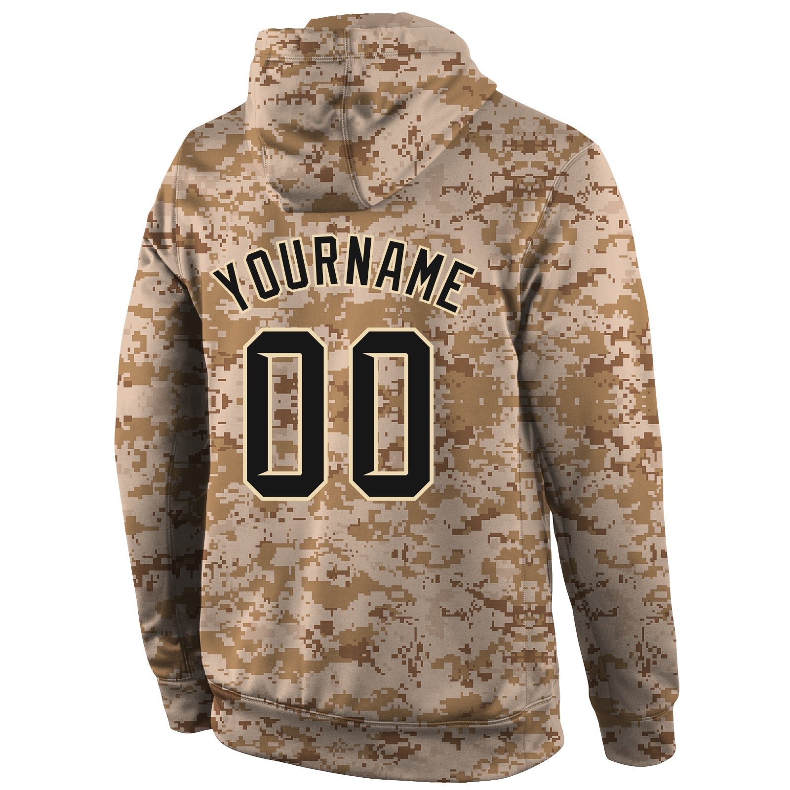 Custom Stitched Camo Black-Cream Sports Pullover Sweatshirt Salute To Service Hoodie view 3