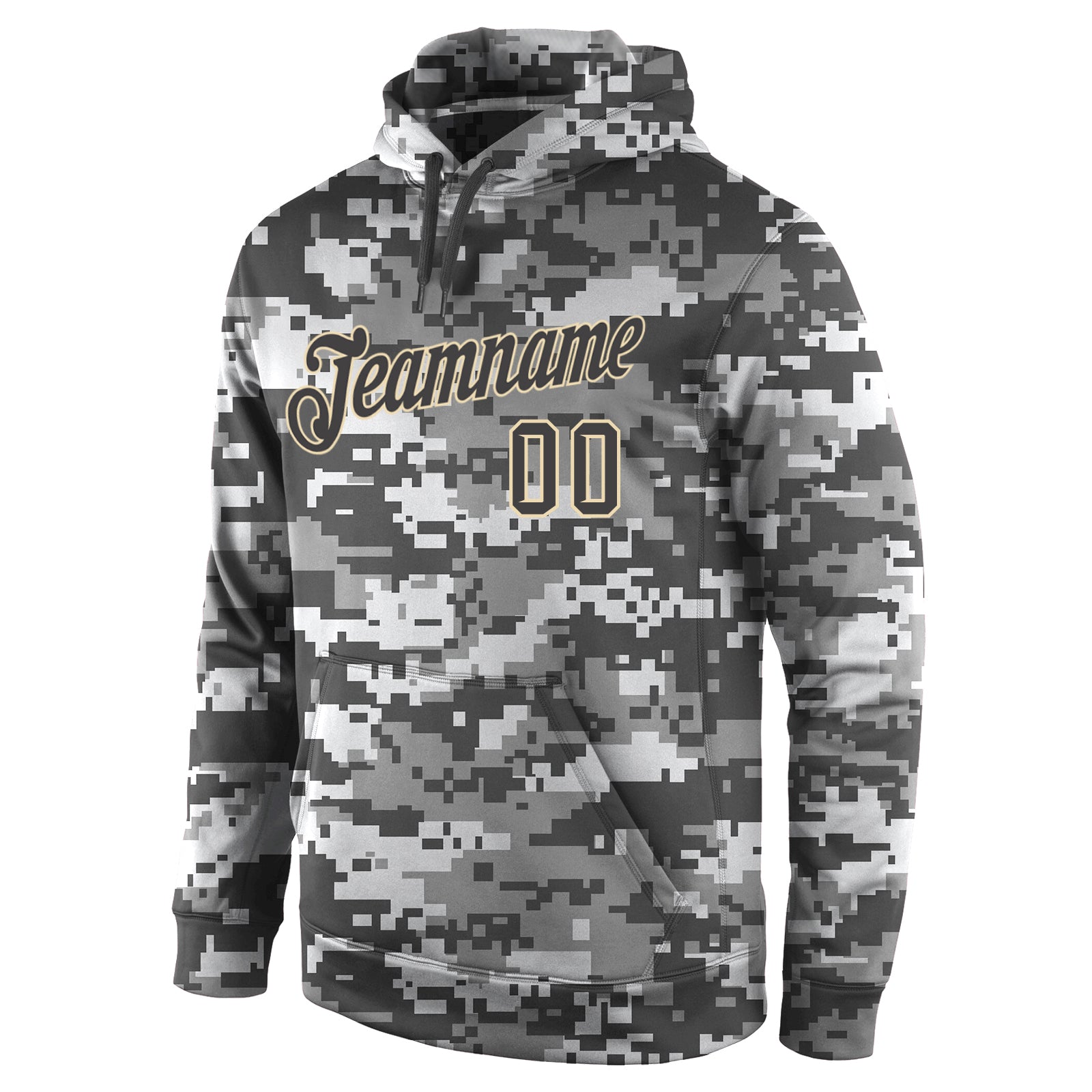 Custom Stitched Camo Steel Gray-Cream Sports Pullover Sweatshirt Salute To Service Hoodie view 2