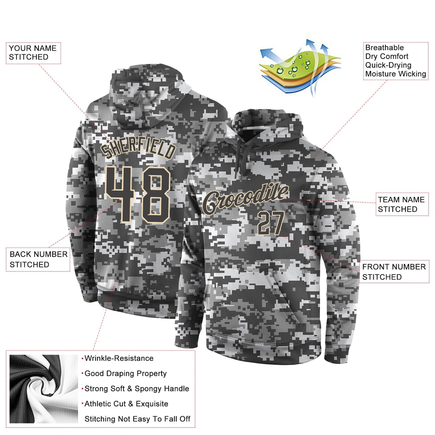Custom Stitched Camo Steel Gray-Cream Sports Pullover Sweatshirt Salute To Service Hoodie view 4