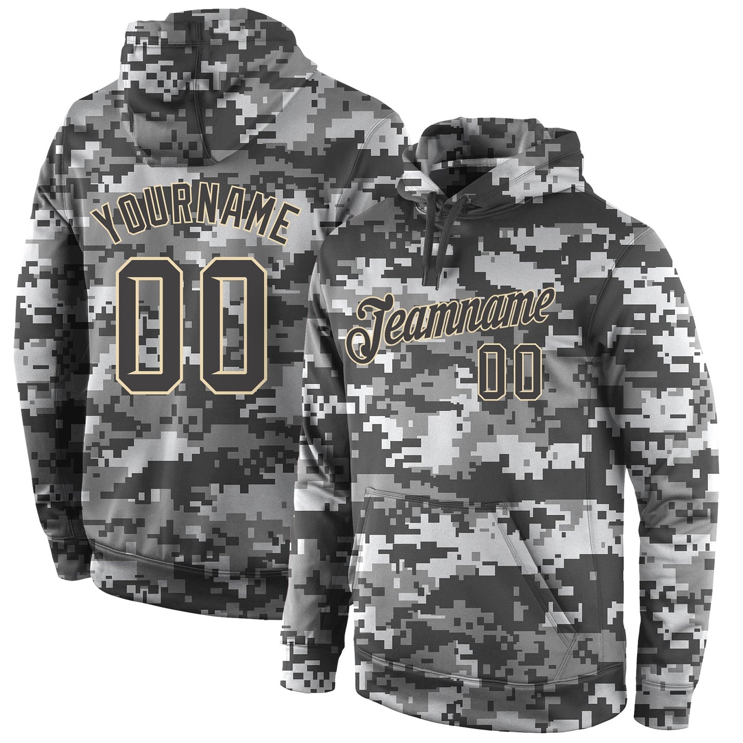 Custom Stitched Camo Steel Gray-Cream Sports Pullover Sweatshirt Salute To Service Hoodie - Main View
