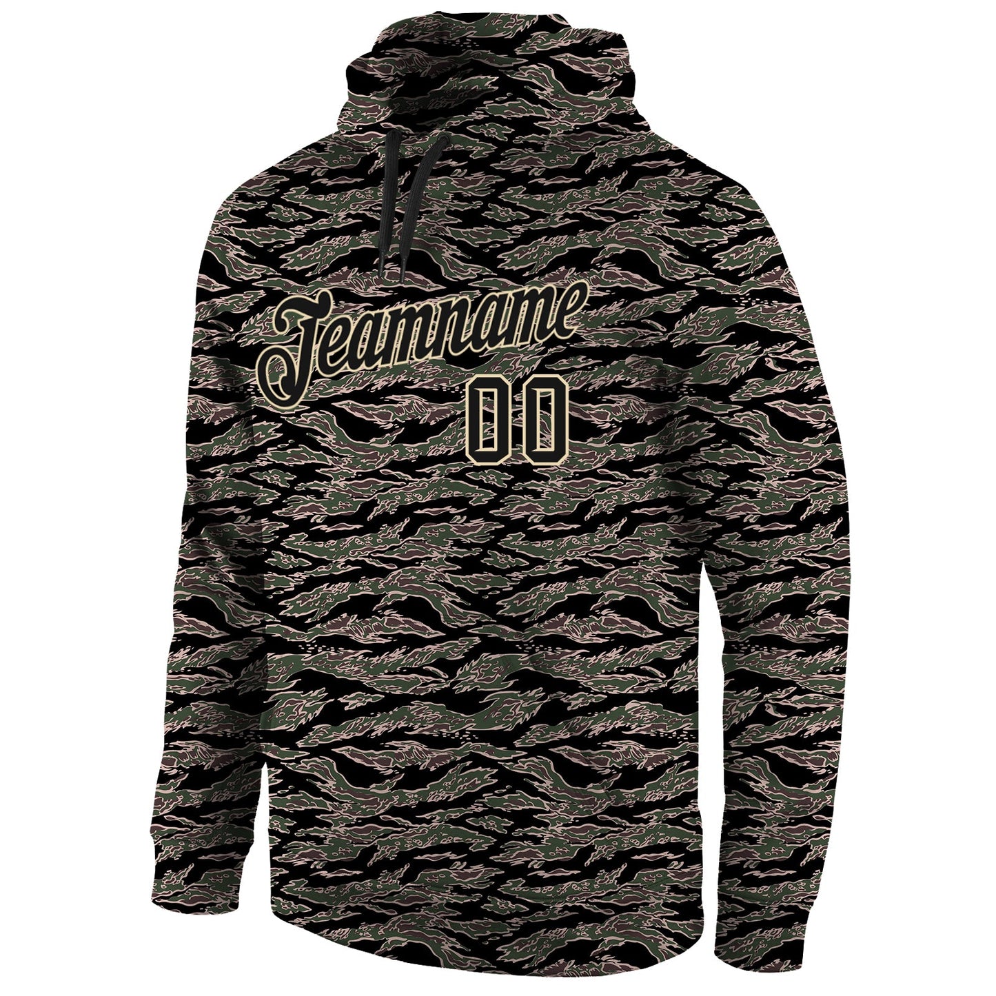 Custom Stitched Camo Black-Cream Sports Pullover Sweatshirt Salute To Service Hoodie view 2