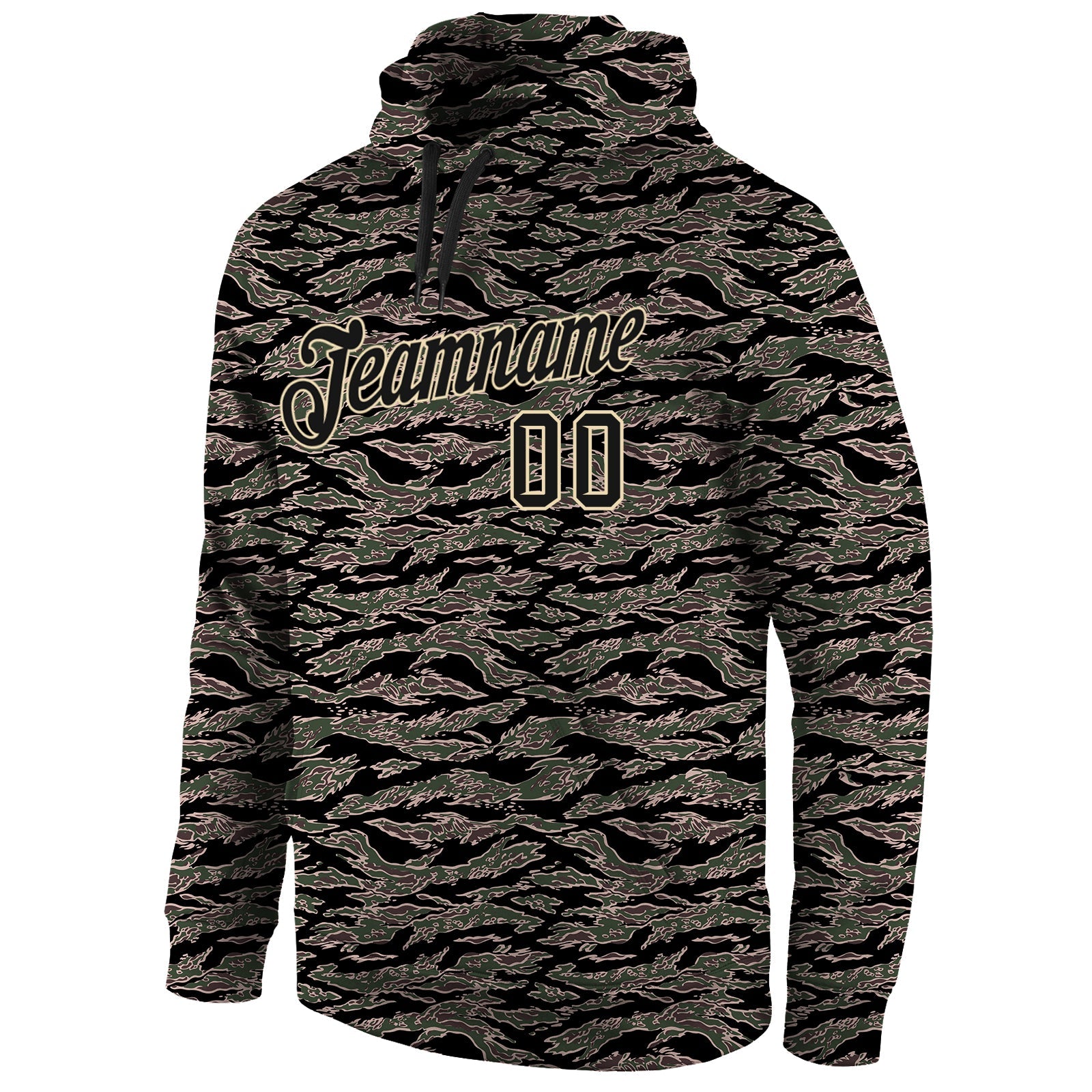 Custom Stitched Camo Black-Cream Sports Pullover Sweatshirt Salute To Service Hoodie view 2