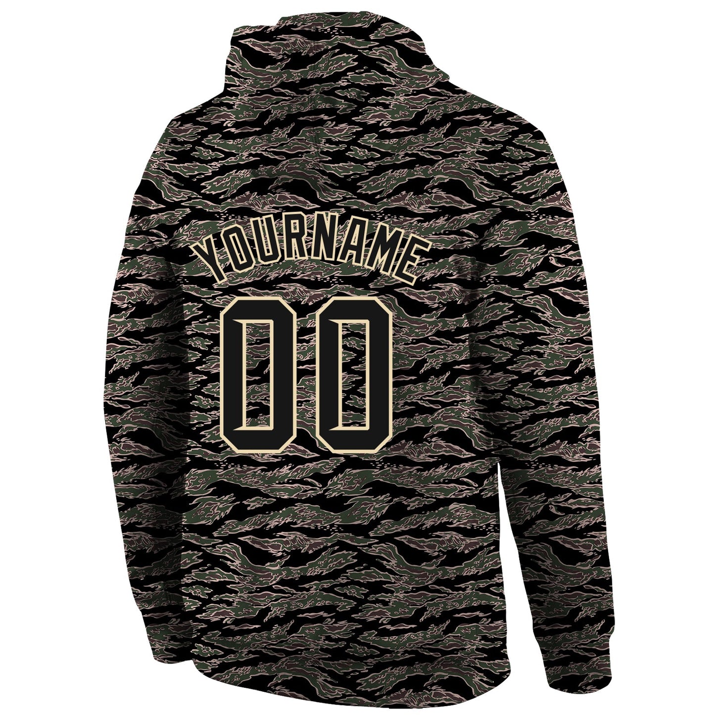 Custom Stitched Camo Black-Cream Sports Pullover Sweatshirt Salute To Service Hoodie view 3
