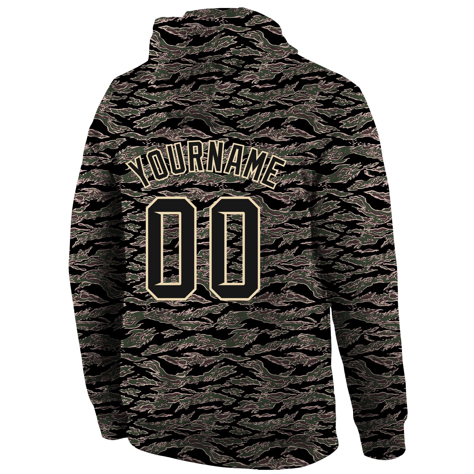 Custom Stitched Camo Black-Cream Sports Pullover Sweatshirt Salute To Service Hoodie view 3