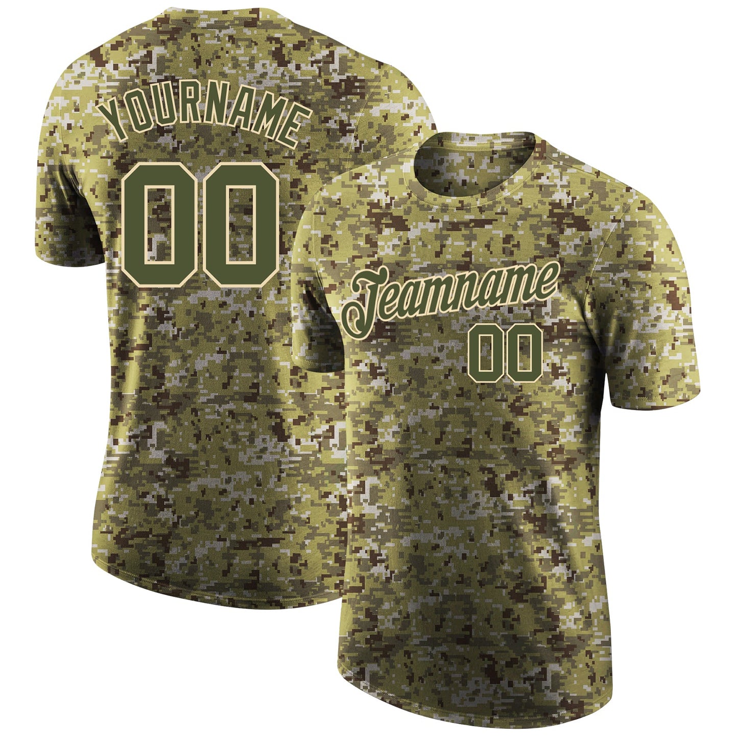 Custom Camo Olive-Cream Performance Salute To Service T-Shirt - Main View