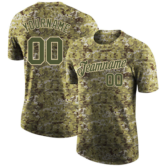Custom Camo Olive-Cream Performance Salute To Service T-Shirt - Main View