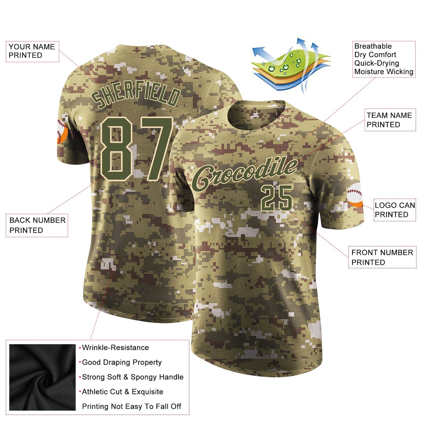 Custom Camo Olive-Cream Performance Salute To Service T-Shirt view 2