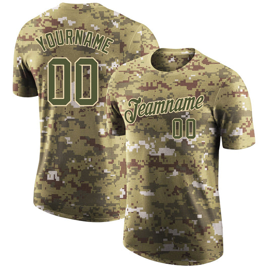Custom Camo Olive-Cream Performance Salute To Service T-Shirt - Main View