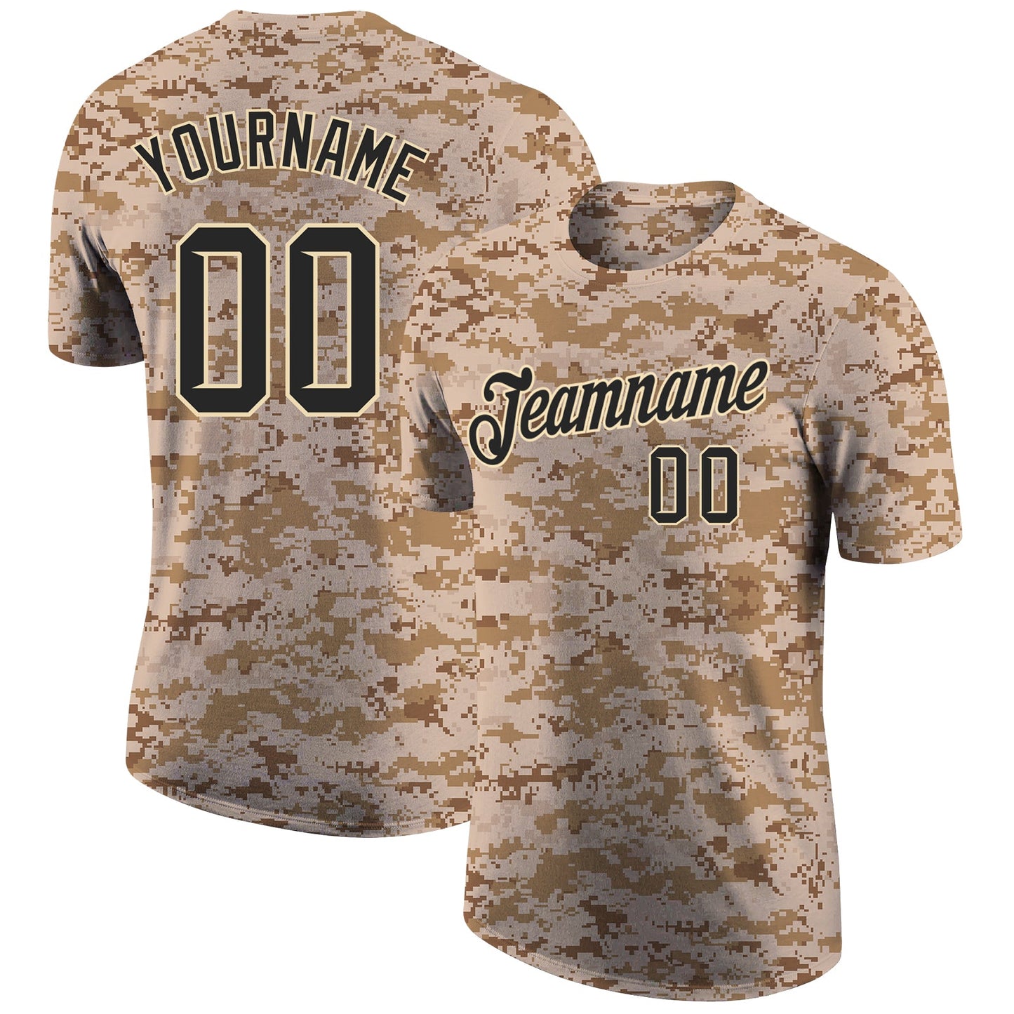 Custom Camo Black-Cream Performance Salute To Service T-Shirt - Main View