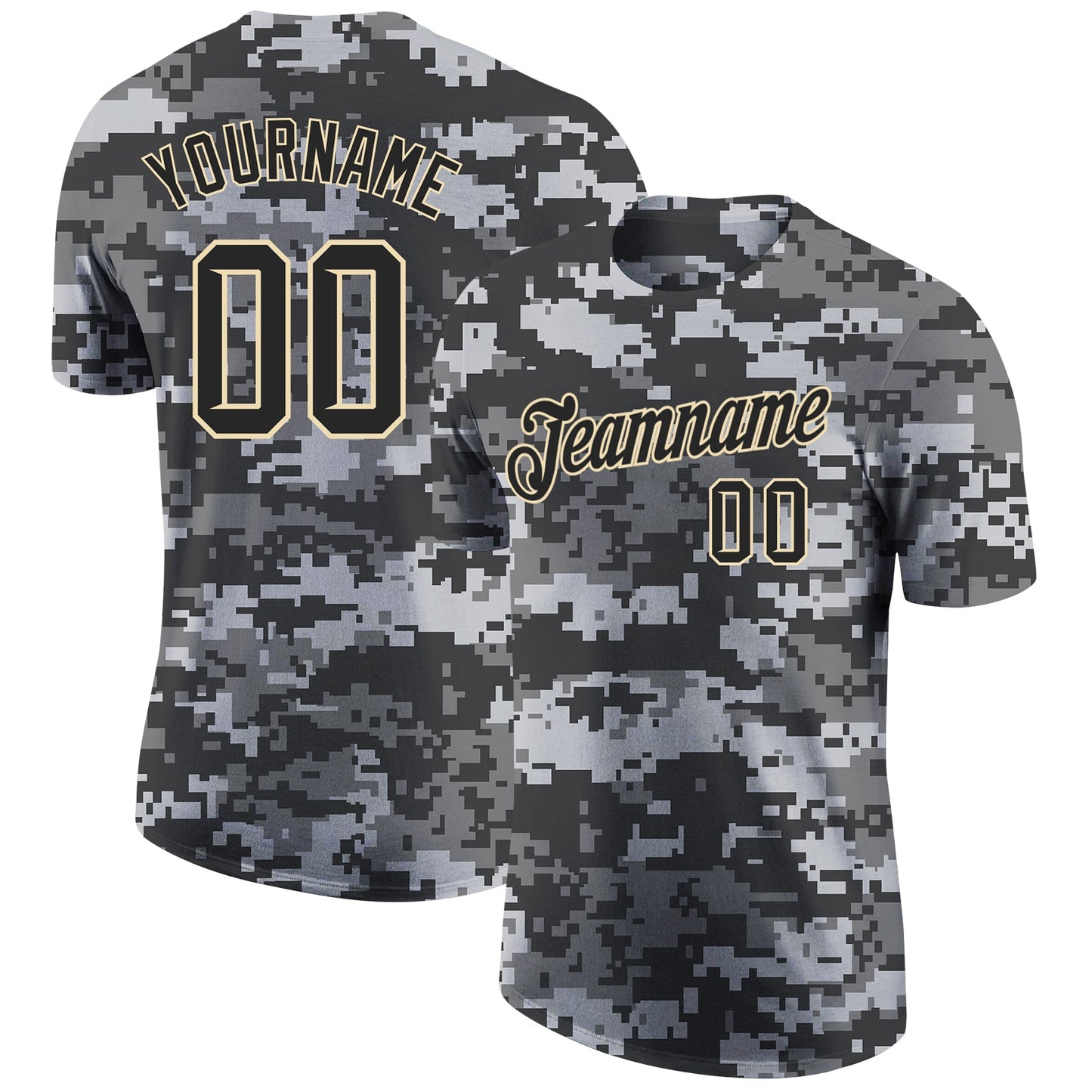 Custom Camo Black-Cream Performance Salute To Service T-Shirt - Main View