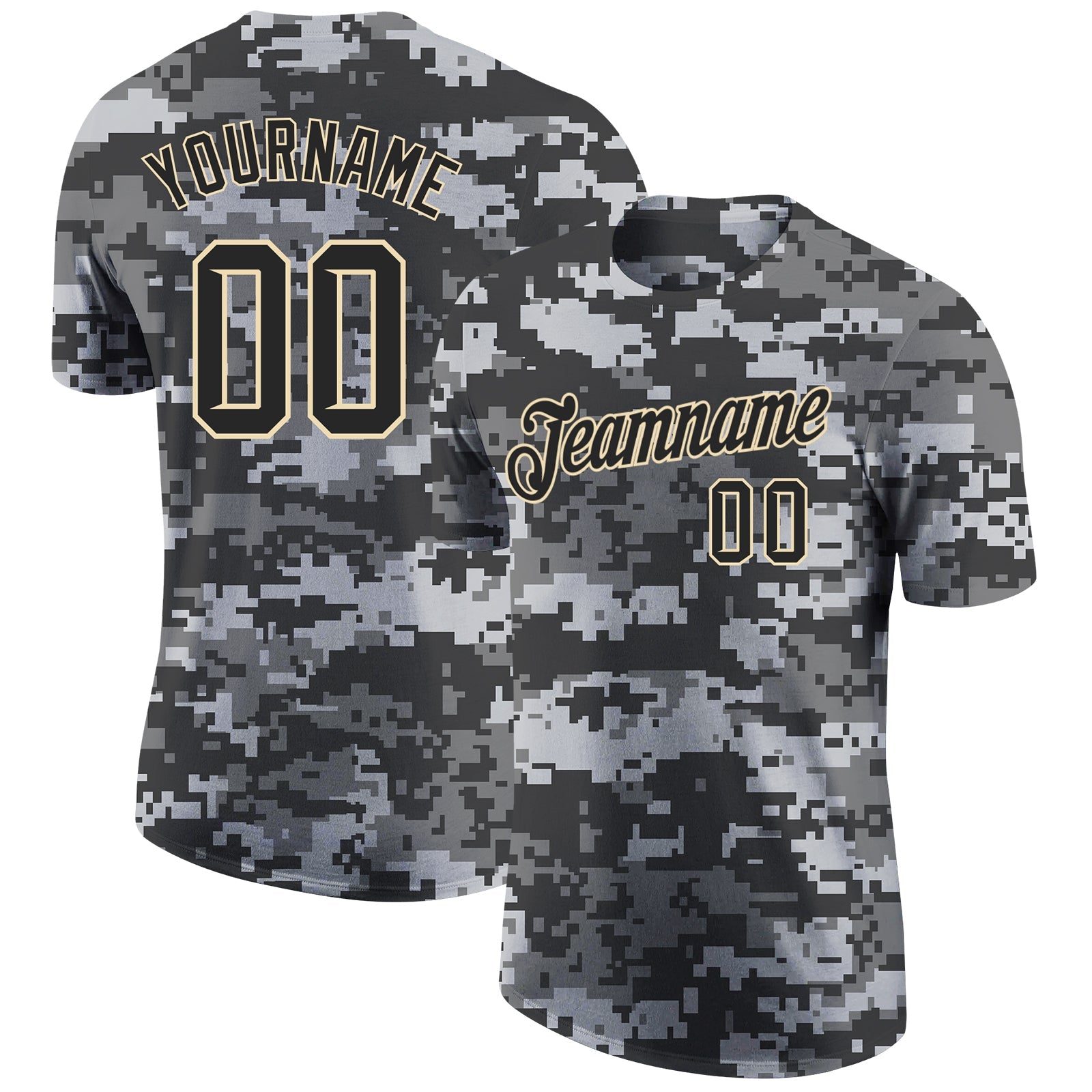 Custom Camo Black-Cream Performance Salute To Service T-Shirt - Main View