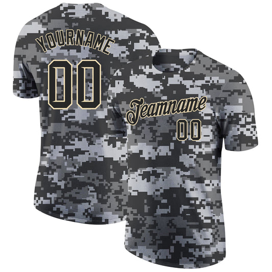 Custom Camo Black-Cream Performance Salute To Service T-Shirt - Main View
