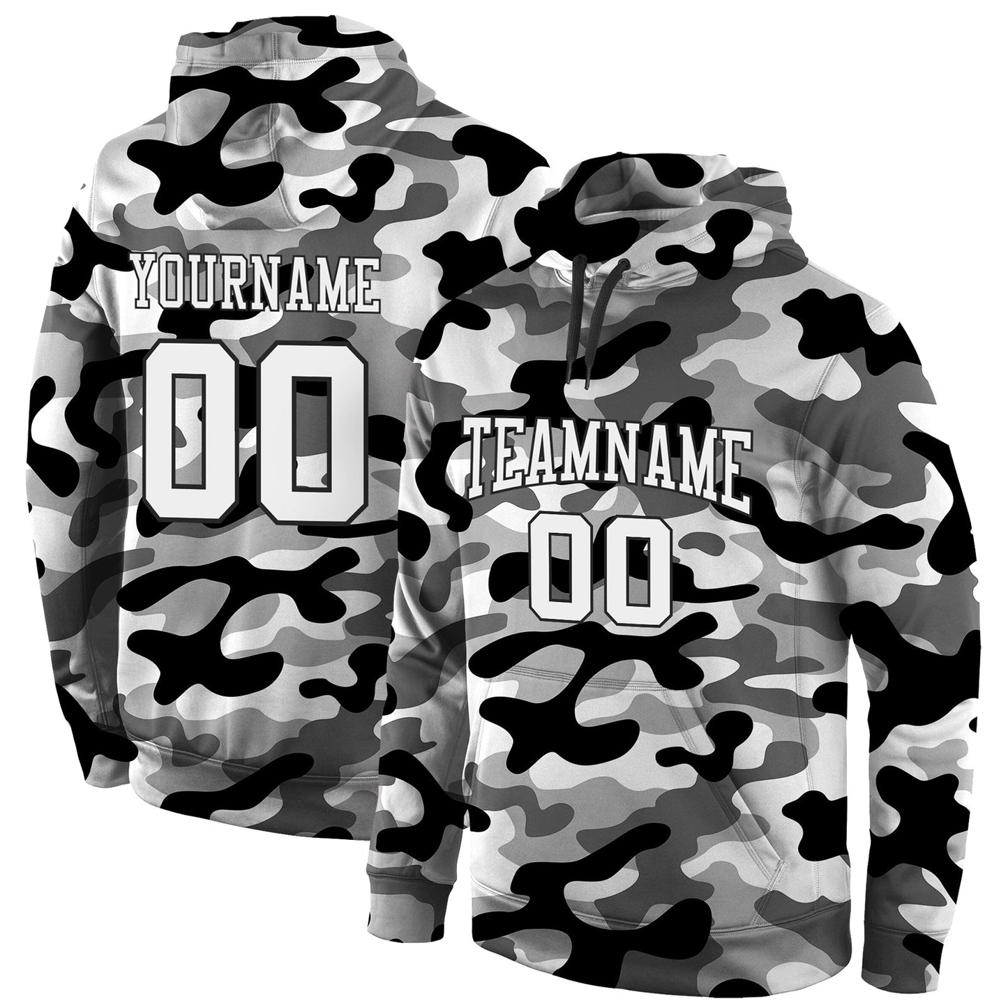Custom Stitched Camo White-Black 3D Sports Pullover Sweatshirt Salute To Service Hoodie - Main View