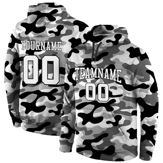 Custom Stitched Camo White-Black 3D Sports Pullover Sweatshirt Salute To Service Hoodie - Main View