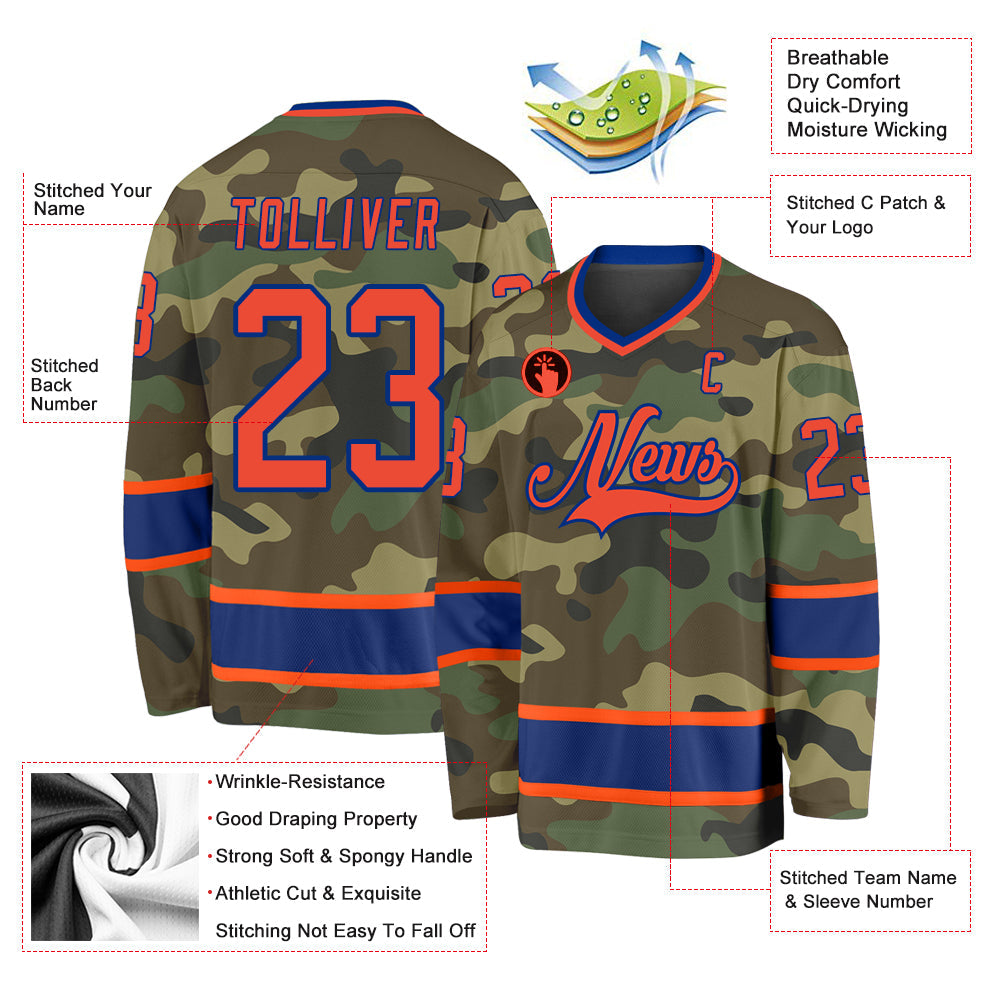Custom Camo Orange-Royal Salute To Service Hockey Jersey view 2