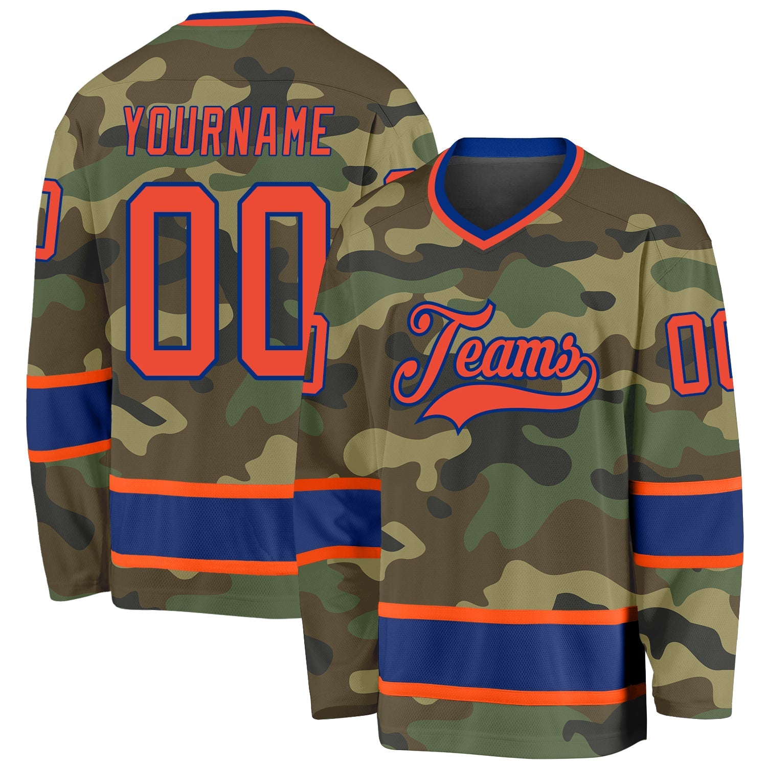 Custom Camo Orange-Royal Salute To Service Hockey Jersey - Main View