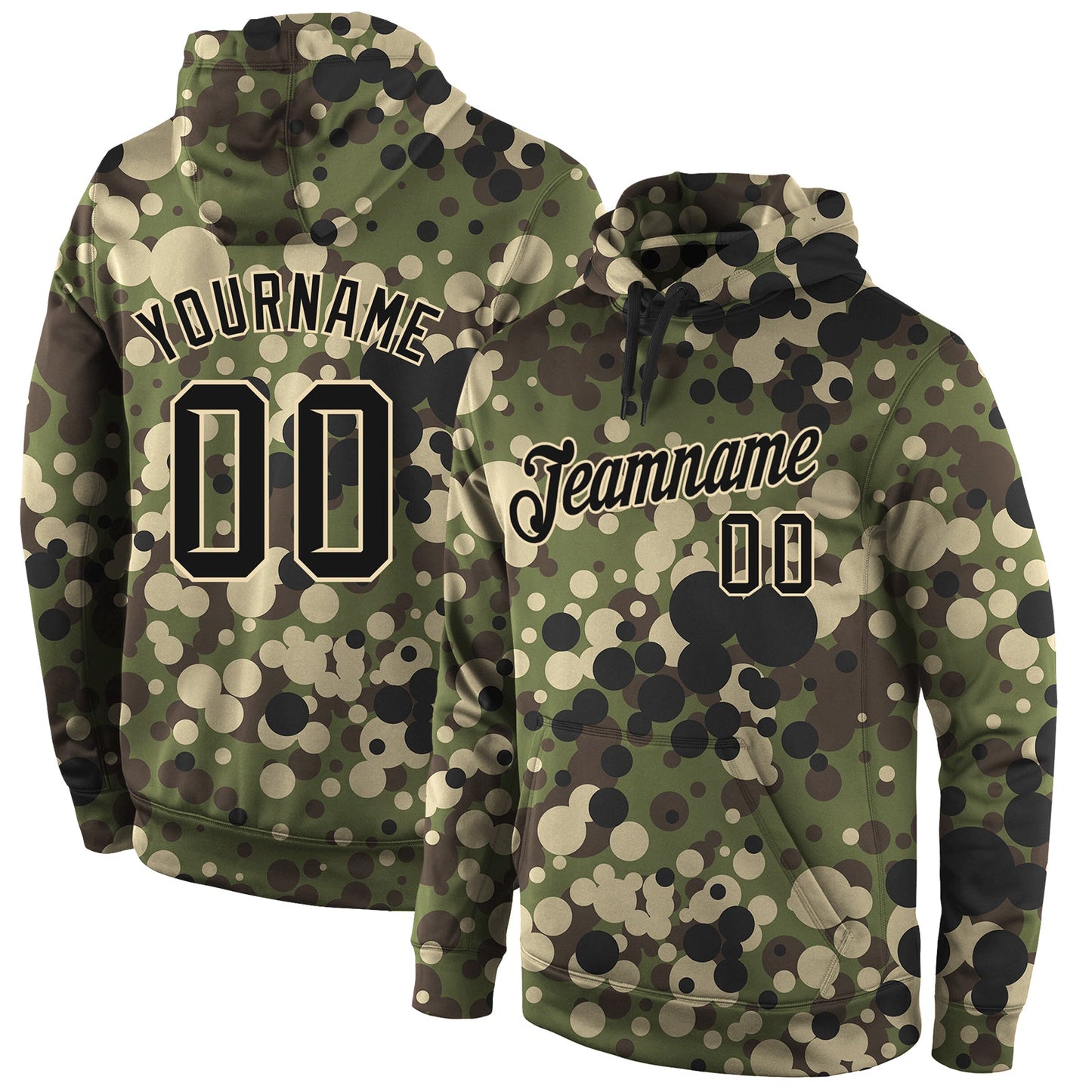Custom Stitched Camo Black-Cream Sports Pullover Sweatshirt Salute To Service Hoodie - Main View